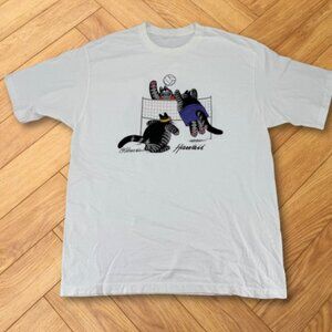 B. Kliban Hawaii Volleyball Cats Graphic Tee White